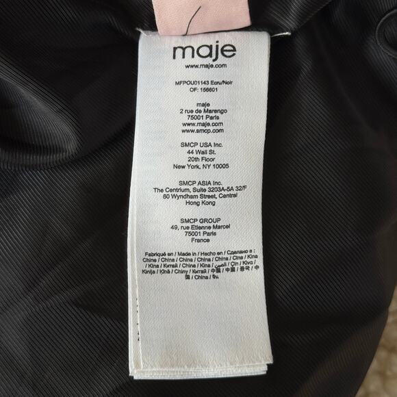 Maje Quilted Sherpa Puffer Coat Jacket Ecru Black Size 1 US 2-4 - Picture 8 of 12